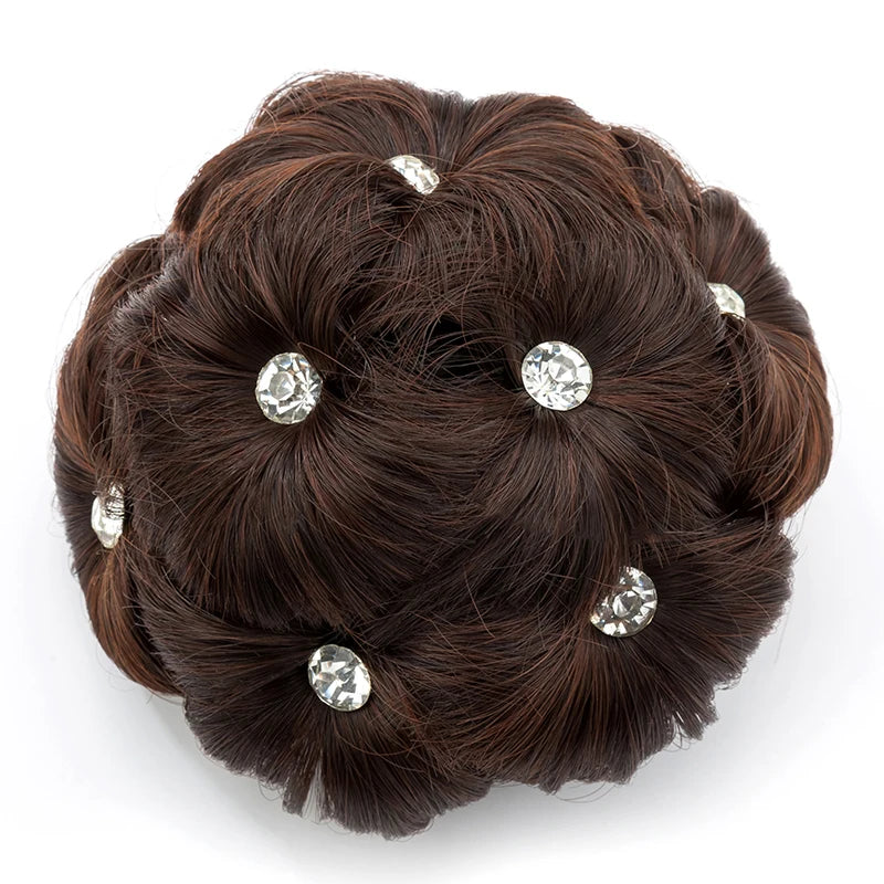 Chignon Bouclé Synthétique Clip-In AOSI Queen — Fibre Haute Température, Postiche Beignet Neuf Fleurs, 7 Couleurs | TechNova X