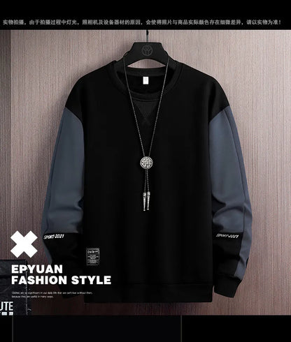 Sweat-shirt Col Rond Homme — Coupe Ample | Motif Patchwork | Sans Capuche | 4 Saisons | 3 Coloris | Asian M à 5XL
