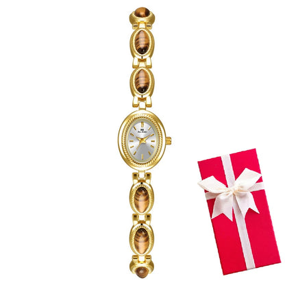 Montre Quartz Femme Bracelet Élégant — Boîtier Ovale 24 mm, Acier Inoxydable, Verre Hardlex, 3 ATM, 16 Coloris | TechNova X