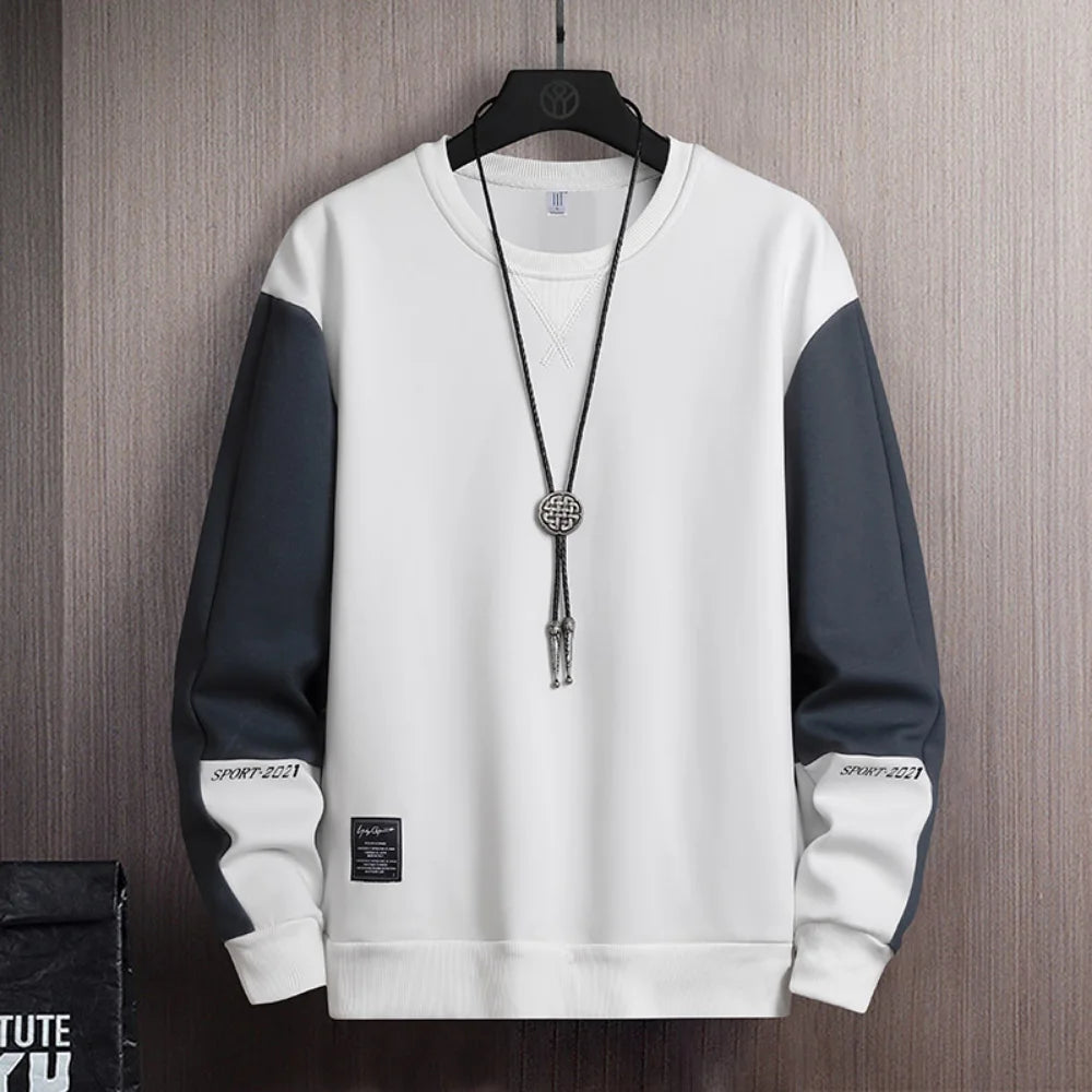 Sweat-shirt Col Rond Homme — Coupe Ample | Motif Patchwork | Sans Capuche | 4 Saisons | 3 Coloris | Asian M à 5XL