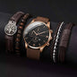Montre Homme Quartz — Cadran Chiffres Romains + 3-4 Bracelets Interchangeables Cuir & Nylon
