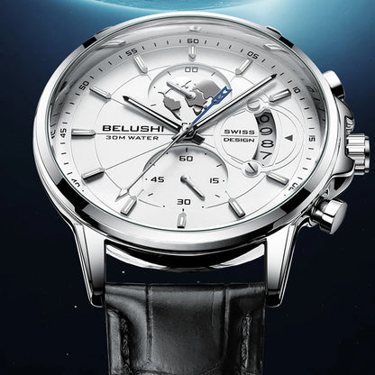 Montre Homme CHENXI B-576 — Chronographe Quartz, Bracelet Cuir, Aiguilles Lumineuses