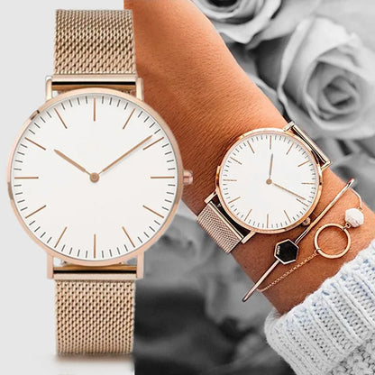 Montre Quartz Fashion TINUORA — Bracelet Acier Inox, Cadran 38mm, Style Luxe Casual, 17 Coloris