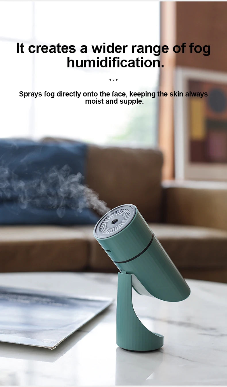 Humidificateur Diffuseur Sans Fil 260ml — Nano-Spray, Buse 90°, Veilleuse LED & Batterie 1000mAh