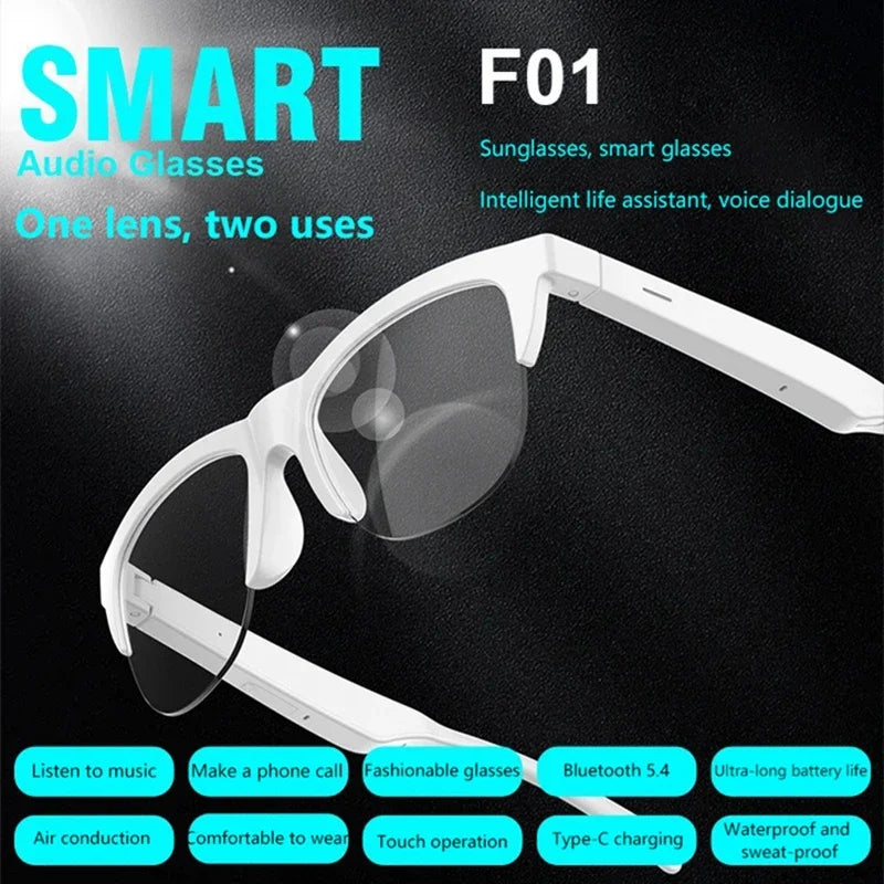 Lenovo Bluetooth Smart Sunglasses, Headphones for Calls and Outdoor Sports, HIFI Technology, Anti-Touch, UV Protection, for Men and Women