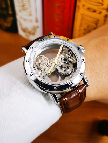 Montre Mécanique Automatique Squelette FORSINING FS134 — Aiguilles Lumineuses, Bracelet Cuir ou Acier