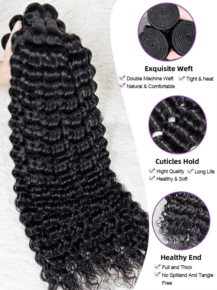Paquets Cheveux Humains Remy Brésiliens UVEOUS 15A — Jerry Curly Vierge 100% Non Traités, 8-42 Pouces, Couleur Naturelle | TechNova X
