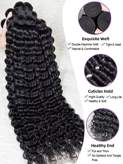 Paquets Cheveux Humains Remy Brésiliens UVEOUS 15A — Jerry Curly Vierge 100% Non Traités, 8-42 Pouces, Couleur Naturelle | TechNova X