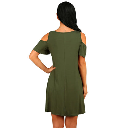 Robe Été Femme Vintage — Épaules Dénudées, Col Rond, Ligne A, 4 Coloris, S-XXL | TechNova X
