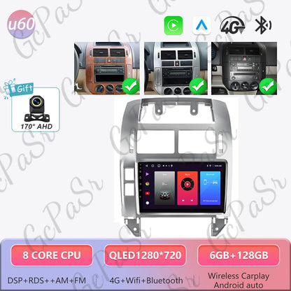 Autoradio Android 16 pour Volkswagen VW Polo MK4 6Q 9N 9N3 2004-2009 Lecteur multimédia Stéréo auto WiFi Navigation autoradio 4G