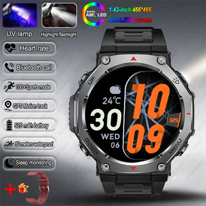 Montre Connectée Sport ZYKEXUAN T-Rex3 — AMOLED 1,43", Étanche 10 ATM, Boussole, Altimètre, 100+ Sports, 13 Coloris | TechNova X