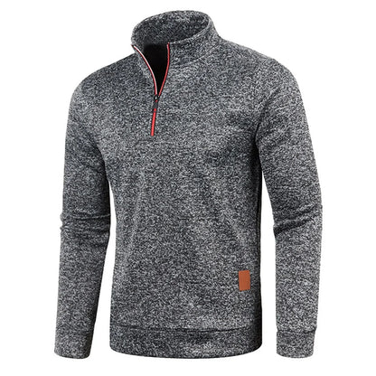 Pull à col roulé avec fermeture éclair pour homme, sweat-shirt d'extérieur, pull à demi-fermeture éclair, vêtements solides, PVD, printemps, automne