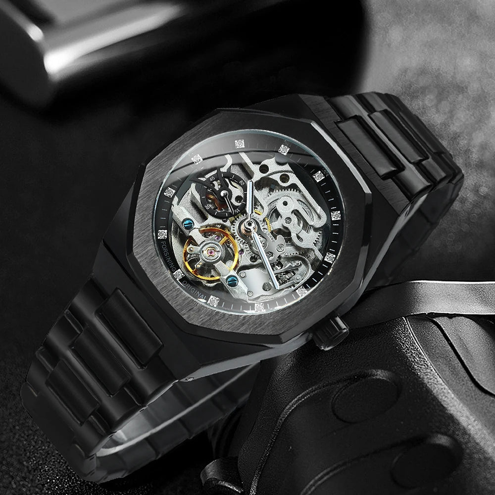 Montre Mécanique Automatique Homme FORSINING FS100 — Squelette Lumineux, Acier Inoxydable, Verre Hardlex, 6 Coloris | TechNova X