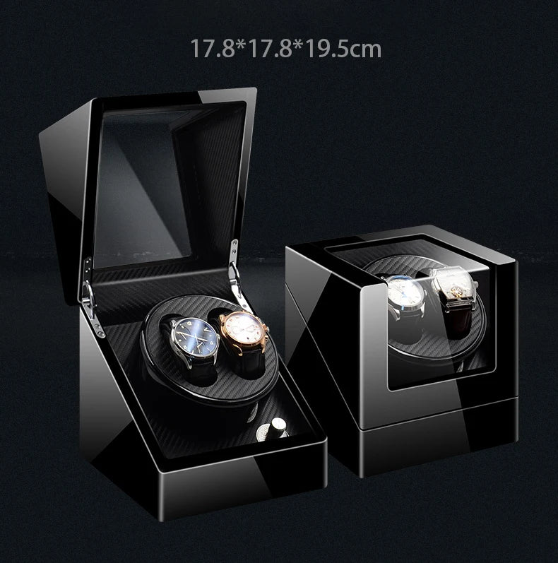 Remontoir de Montre IBBETON — Fibre de Carbone & Bois, Moteur Mabuchi Silencieux, LED