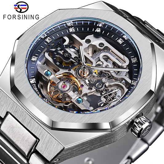 Montre Mécanique Automatique Homme FORSINING FS100 — Squelette Lumineux, Acier Inoxydable, Verre Hardlex, 6 Coloris | TechNova X