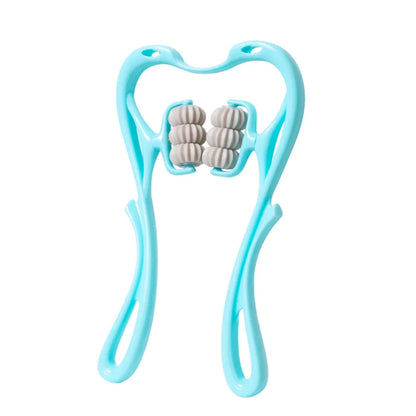 Manual massager for the spine, neck, shoulders, and back, handheld kneading massage device for at-home relaxation
