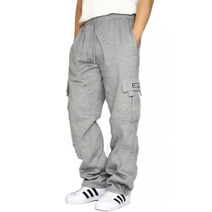 Pantalon décontracté pour homme 2026 – Survêtement uni multi-poches pour homme, automne-hiver, coupe oversize