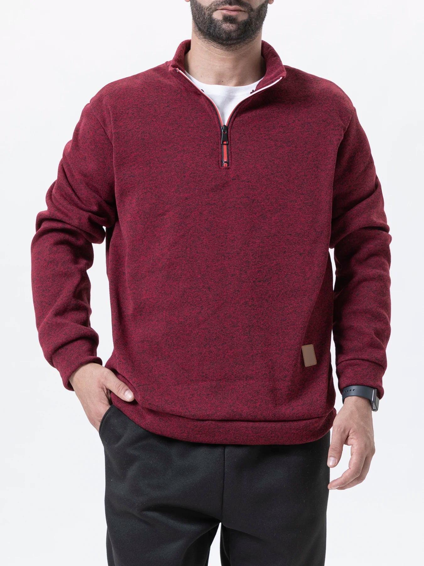 Pull Col Roulé Homme — Demi-Fermeture Éclair | Polyester Tricoté | Couleur Unie | Printemps Automne | 6 Coloris | M à 4XL