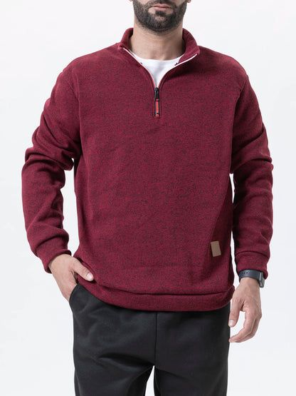 Pull Col Roulé Homme — Demi-Fermeture Éclair | Polyester Tricoté | Couleur Unie | Printemps Automne | 6 Coloris | M à 4XL