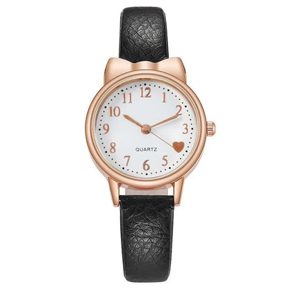 Montre Quartz Enfant Fille — Cadran Cœur, Bracelet Cuir, 5 Coloris + Option Bracelet Assorti | TechNova X