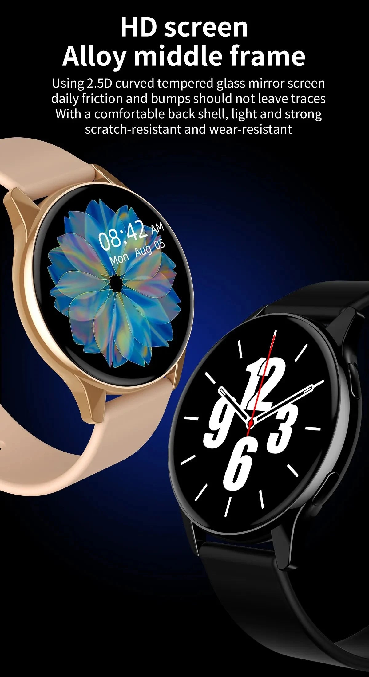 Smartwatch LIGE 0392 — Bluetooth 5.0, Appels, IP68, Charge Magnétique, Cadran Personnalisable