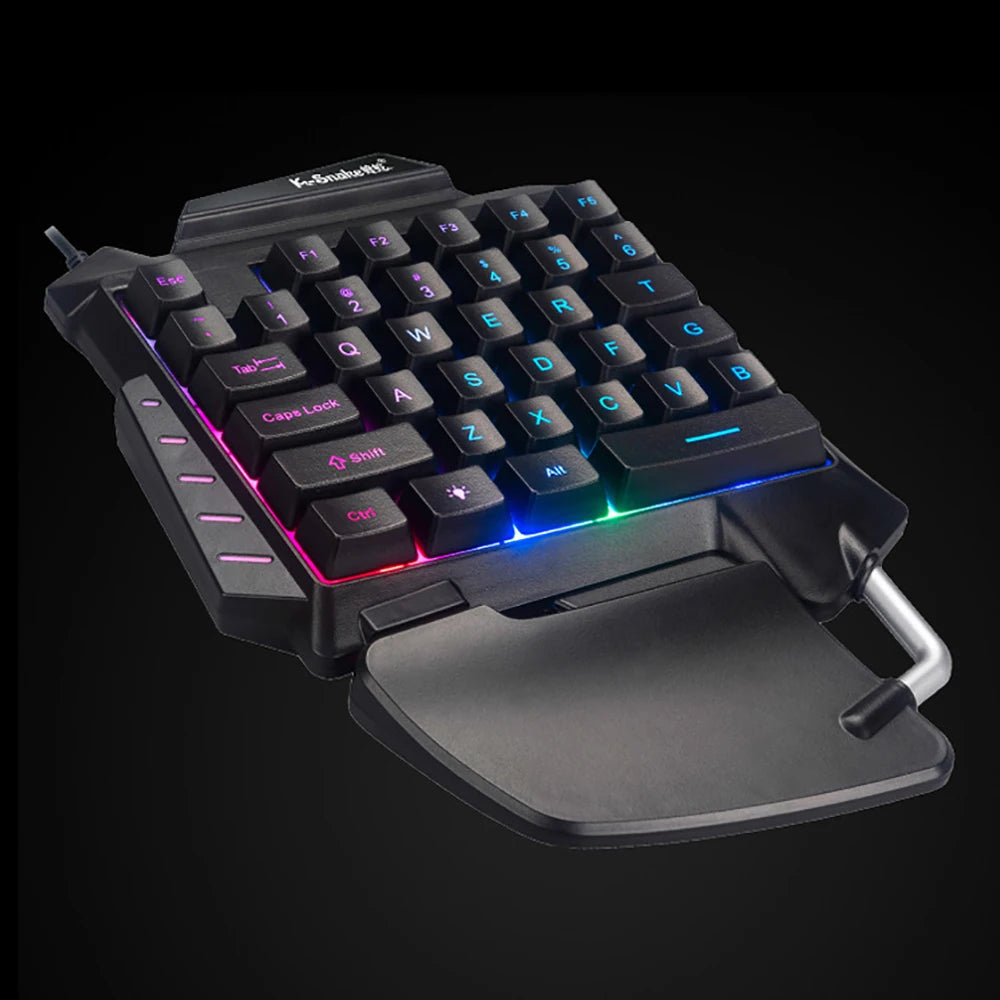 Clavier Gaming Une Main — LED RGB, Ergonomique, 35 Touches, Filaire USB | TechNova X