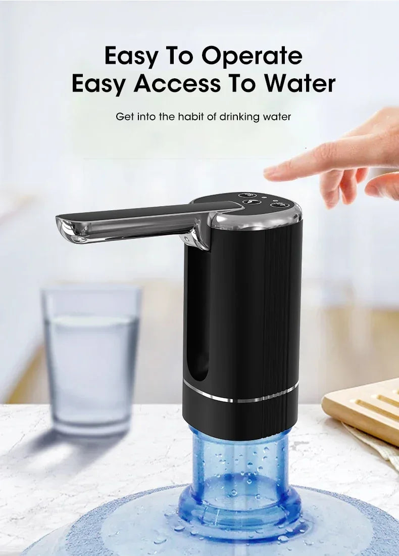 Pompe à Eau Électrique Pliable Rechargeable USB — 1200mAh, Matériau Alimentaire & 1 Semaine d'Autonomie