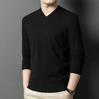 Nouveaux pulls hommes col en V basique couleur unie chandails col rond élastique pulls chaud automne tricoté surdimensionné pull hommes