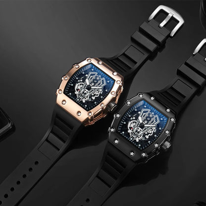 Montre Homme Quartz WLISTH — Cadran Squelette, Bracelet Silicone, 3 ATM, Style Sport Luxe