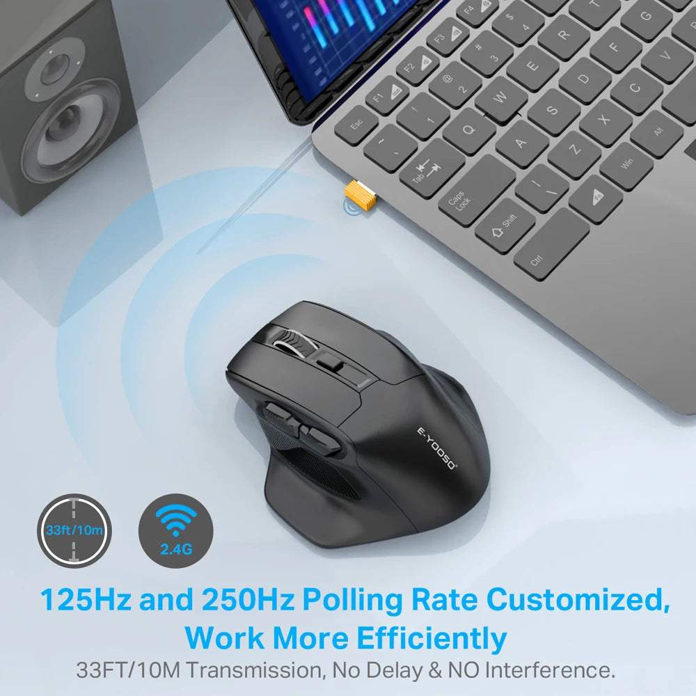 E-YOOSO X-31 USB 2.4G souris de jeu sans fil grande pour grandes mains PAW3212 4800 DPI 5 boutons pour souris gamer ordinateur portable PC