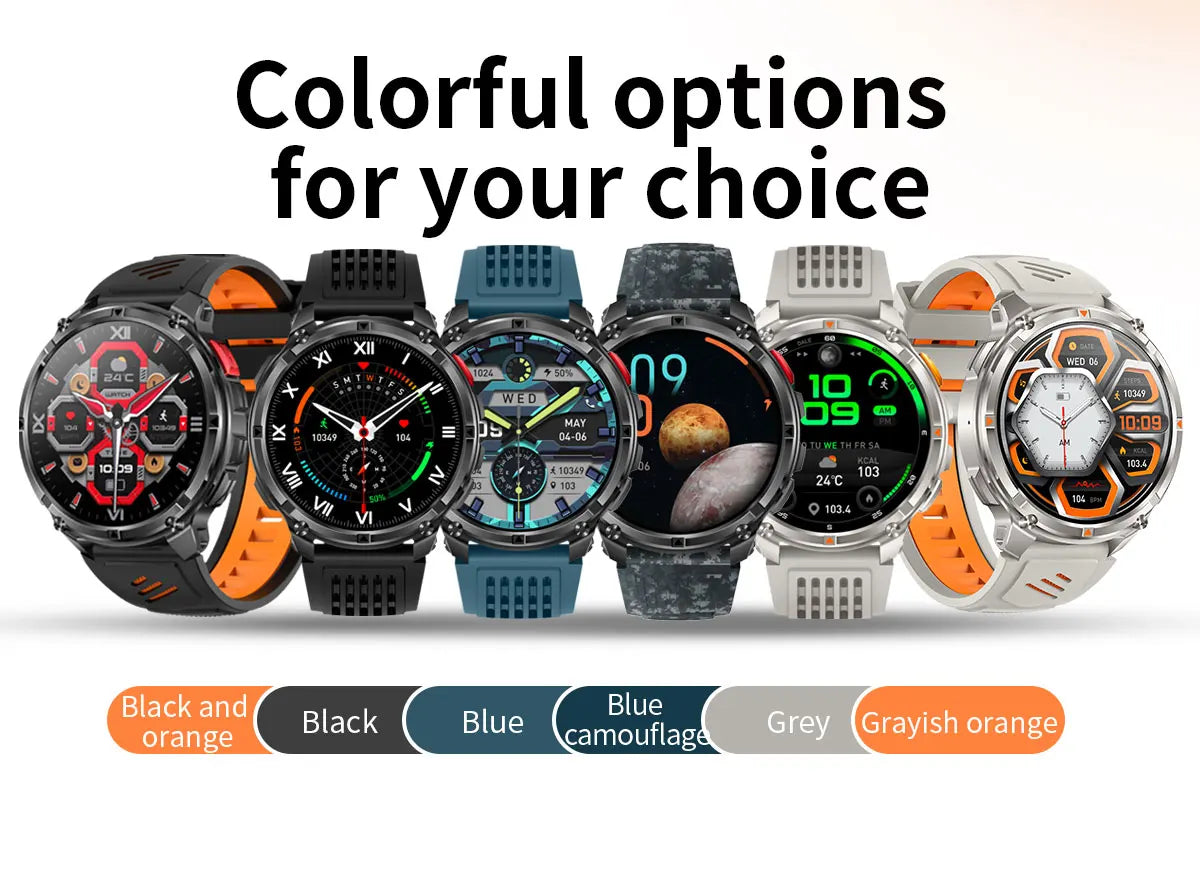 Smartwatch GUHUAVMI HT33 — AMOLED Saphir 1,7", Batterie 1100mAh, 100+ Sports, IP68