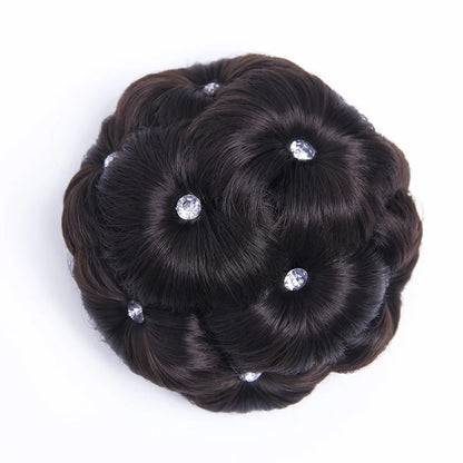 Chignon Bouclé Synthétique Clip-In AOSI Queen — Fibre Haute Température, Postiche Beignet Neuf Fleurs, 7 Couleurs | TechNova X
