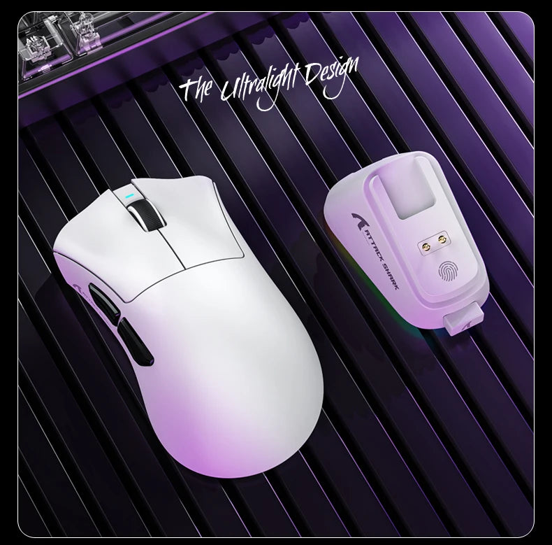 Souris de jeu sans fil Attack Shark V3 PRO, tri-mode 2.4G/BT/filaire, ultra-légère, PAW3311, 26000 DPI