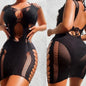 Robe courte en résille pour femmes, lingerie sexy, jupe ronde, vêtements de nuit, mini robe slim