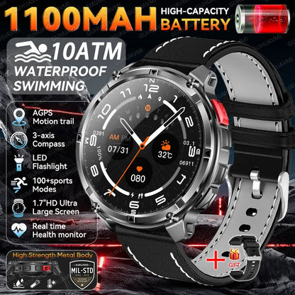 Smartwatch GPS GUHUAVMI T-Rex3 Pro 2026 — AMOLED 1,7", Batterie 1100mAh, 10 ATM, 100+ Modes Sport