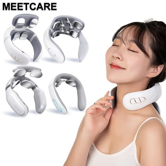 Masseur électrique intelligent pour le cou et le dos, TENS rechargeable, massage par compression chaude, relaxation des vertèbres cervicales, thérapie par pétrissage contre la douleur