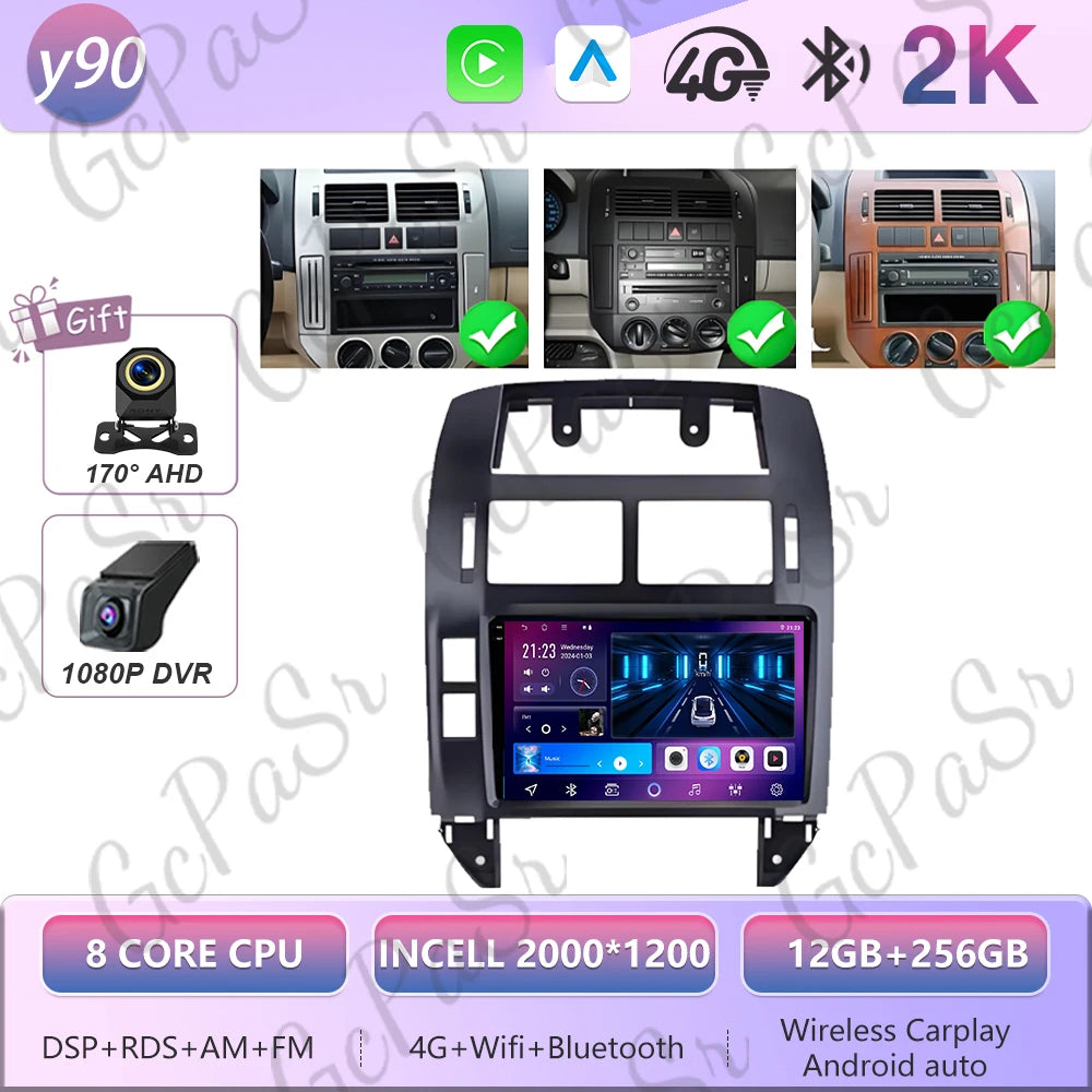 Autoradio Android 16 pour Volkswagen VW Polo MK4 6Q 9N 9N3 2004-2009 Lecteur multimédia Stéréo auto WiFi Navigation autoradio 4G