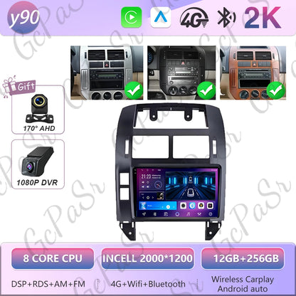 Autoradio Android 16 pour Volkswagen VW Polo MK4 6Q 9N 9N3 2004-2009 Lecteur multimédia Stéréo auto WiFi Navigation autoradio 4G