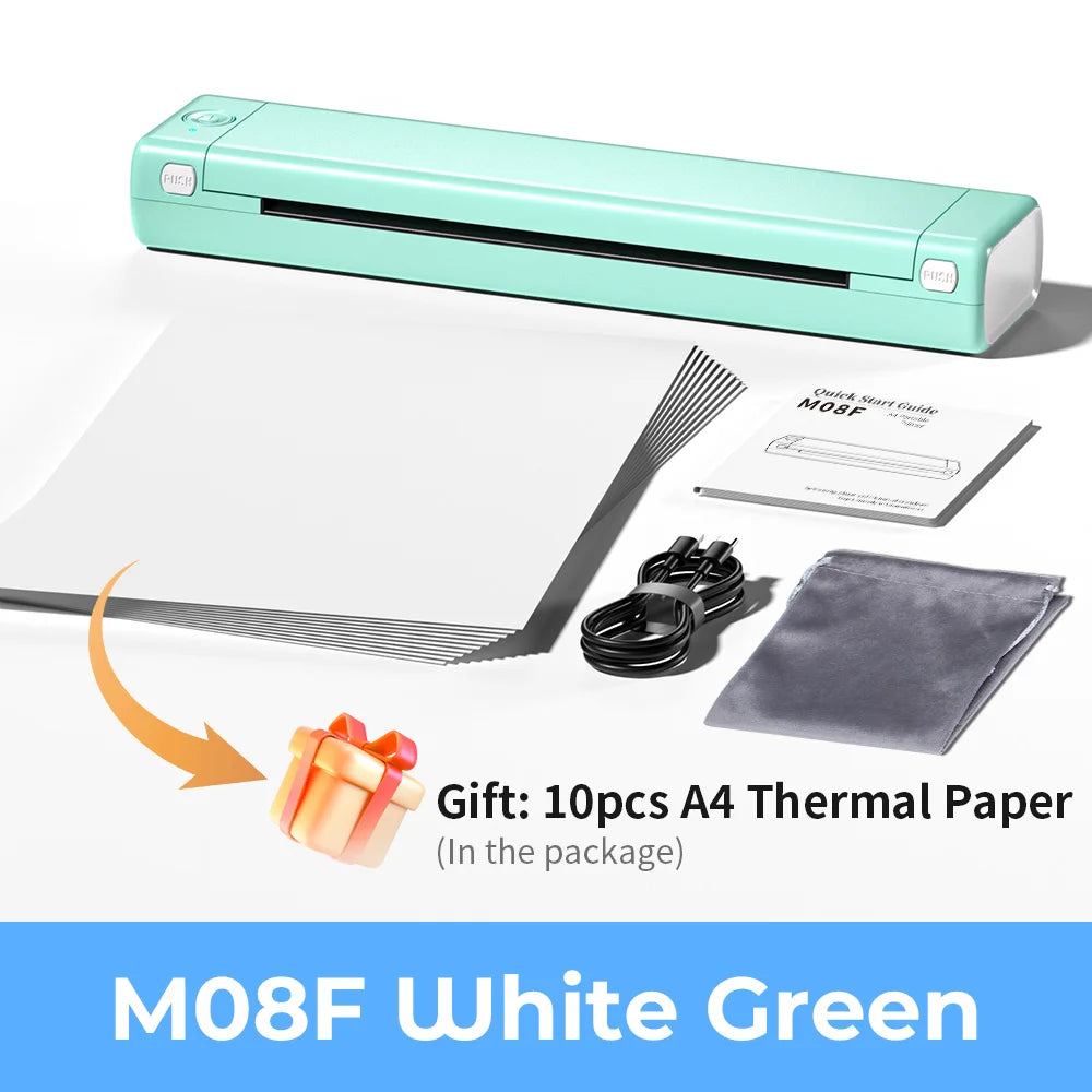 Phomemo M08F imprimante thermique A4 sans fil Bluetooth, étiqueteuse Portable pour l'expédition au bureau à domicile, Compatible iOS Android PC
