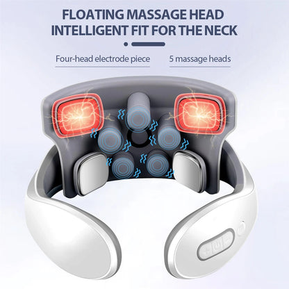 Smart Electric Neck and Back Massager, Rechargeable TENS, Hot Compression Massage, Cervical Vertebra Relaxation, Pain Kneading Therapy