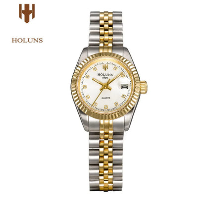 Montre Femme Luxe Diamant — Quartz Acier Inoxydable, Étanche 5 ATM
