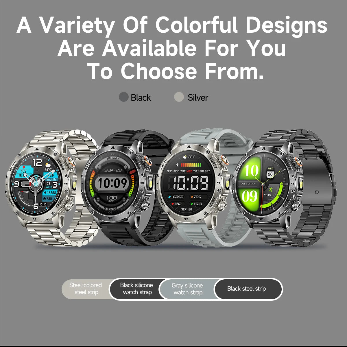Militaire 1000mAh grande batterie montre intelligente numérique Bluetooth appel sport Smartwatch électronique montres pour homme Android 2026 nouveau