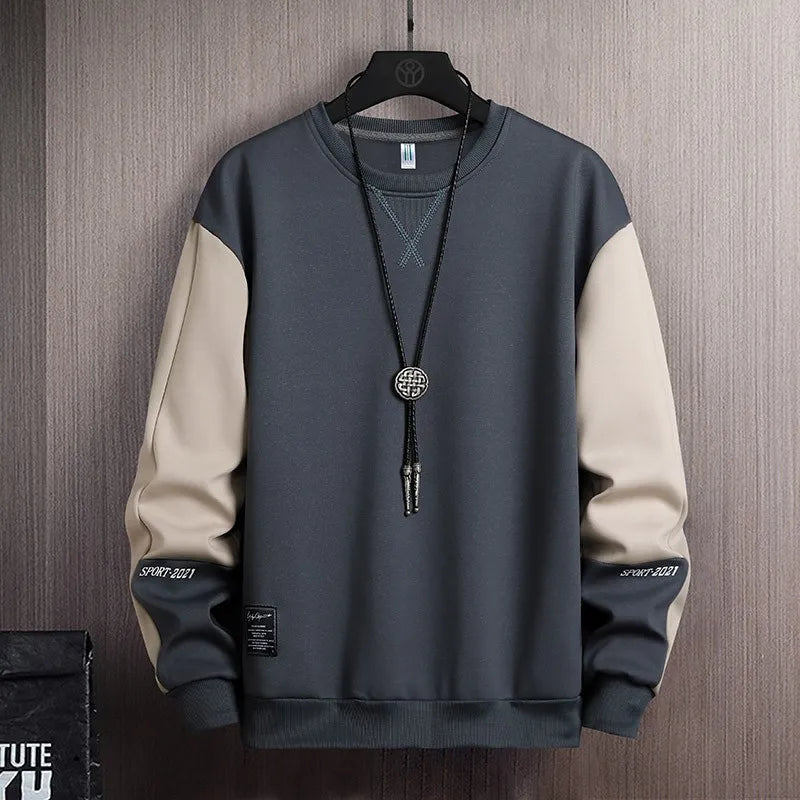 Sweat-shirt Homme Col Rond — Coupe Ample | Motif Patchwork | Style Décontracté | 4 Saisons | 3 Coloris | M–5XL