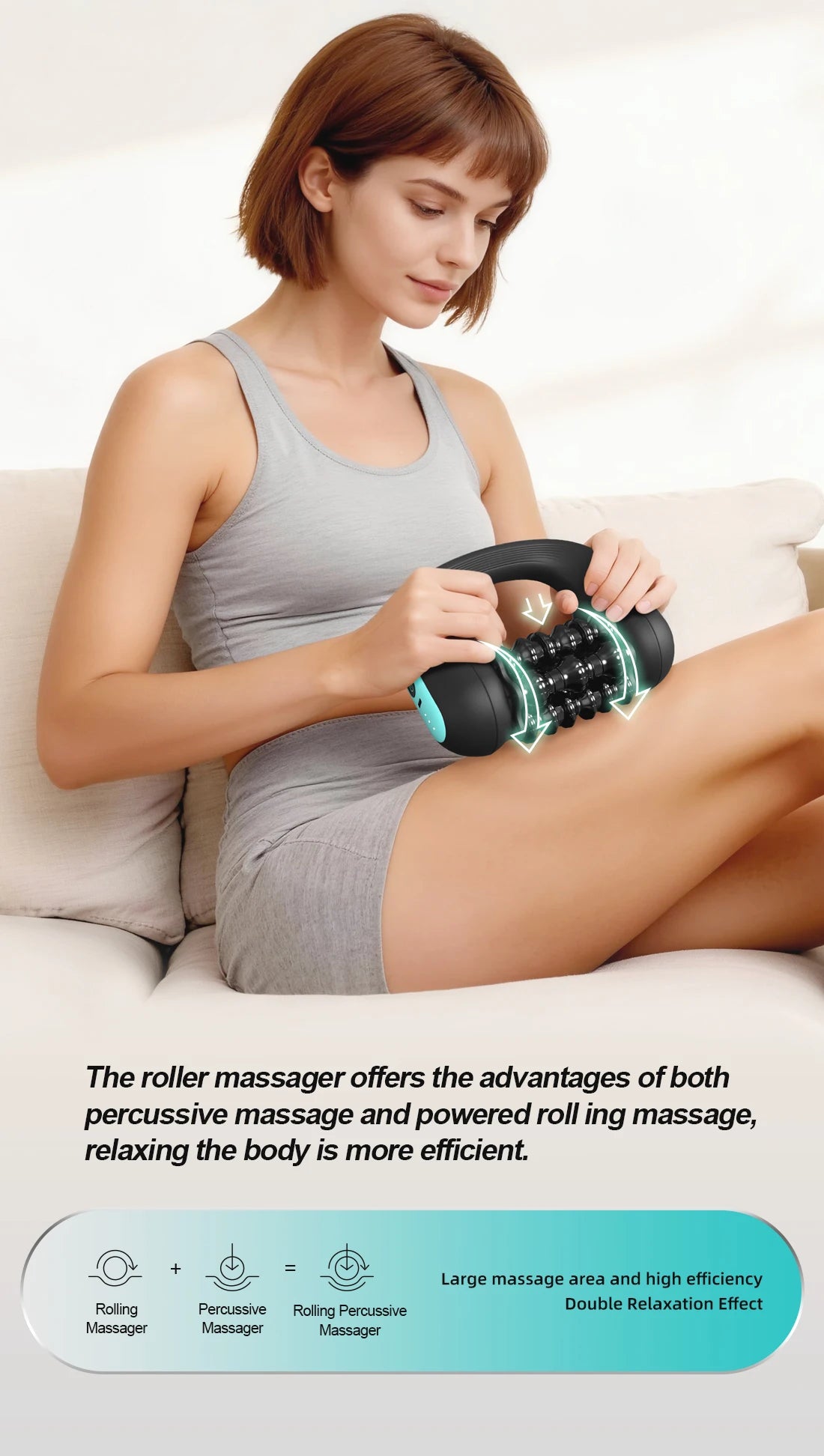 Electric Deep Tissue Massage Roller, Body Relaxation, Back Foot Leg Relief, Fascia Massage Roller
