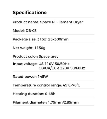 Séchoir à filament Creality pour imprimante 3D, récipient de séchage de filament avec 360 °   Chauffage, filament amélioré, dépôt, support de stockage