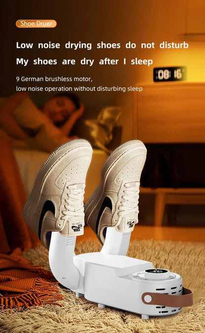 Sèche-Chaussures Intelligent 150W — Minuterie, Séchage Rapide, Désodorisant & Stérilisant