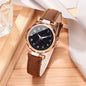 Montre Femme Quartz Légère Rétro S04065 — Bracelet PU 20mm, Chiffres Arabes, Style Artistique, 7 Coloris