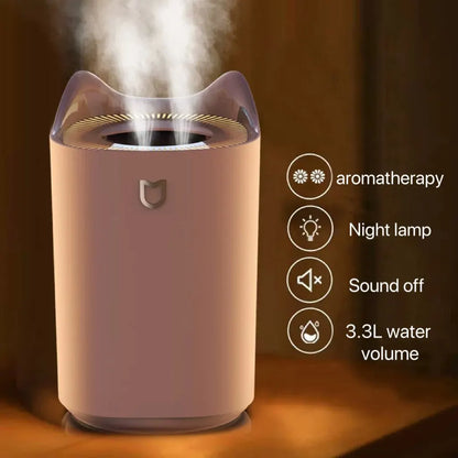 Humidificateur Double Buse 3000ml — Aromathérapie Ultrasonique, LED Ambiance & Multi-Vitesses