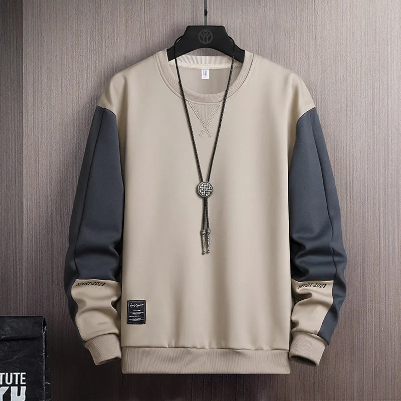 Sweat-shirt Homme Col Rond — Coupe Ample | Motif Patchwork | Style Décontracté | 4 Saisons | 3 Coloris | M–5XL