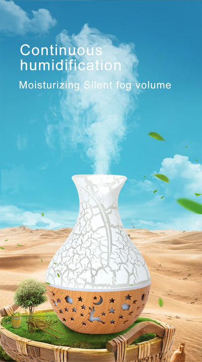 Mini Humidificateur Vase Design Bois 150ml — LED 7 Couleurs, Aromathérapie & USB 5V